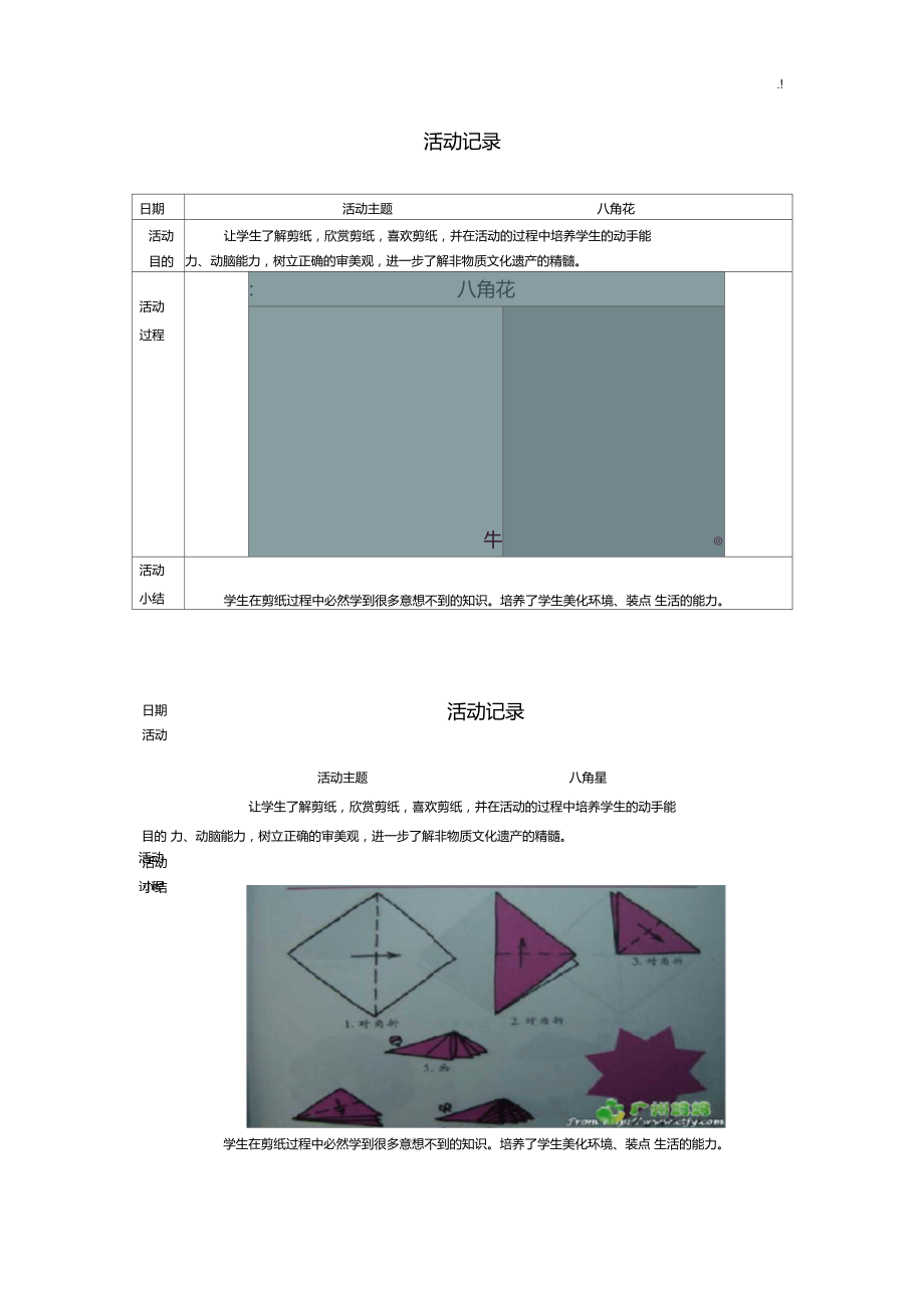 乡村少年宫剪纸活动文本记录.doc_第1页