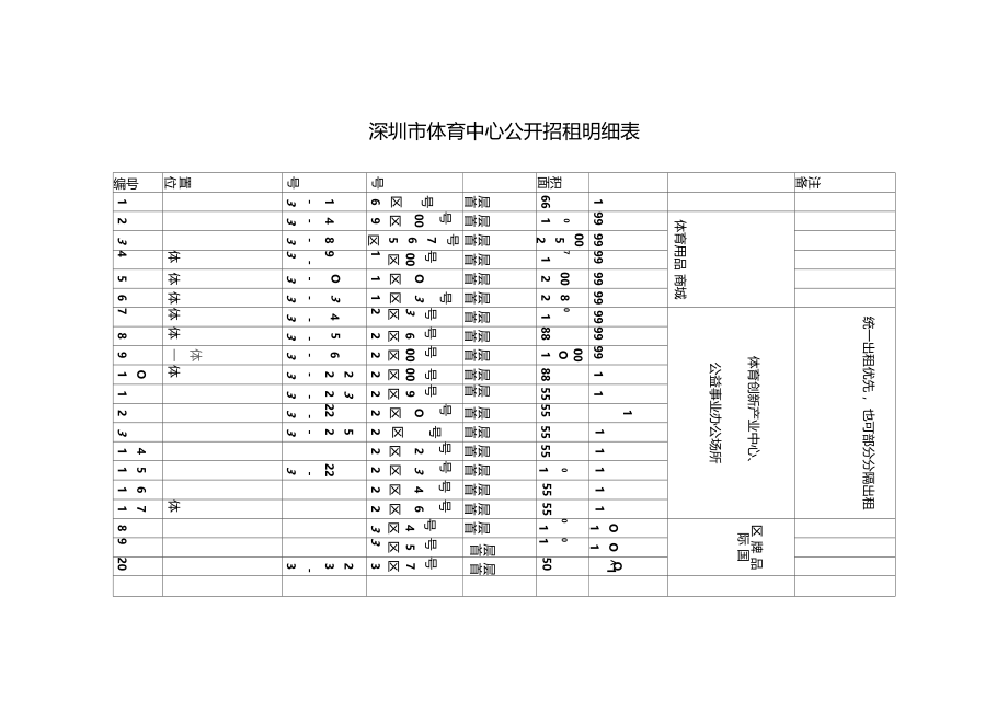 体育中心公开招租明细表.doc_第1页