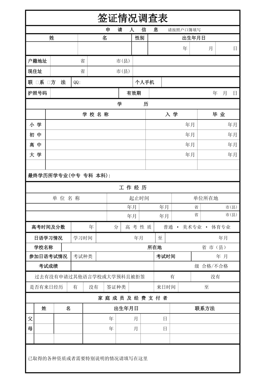 签证情况调查表.doc_第1页