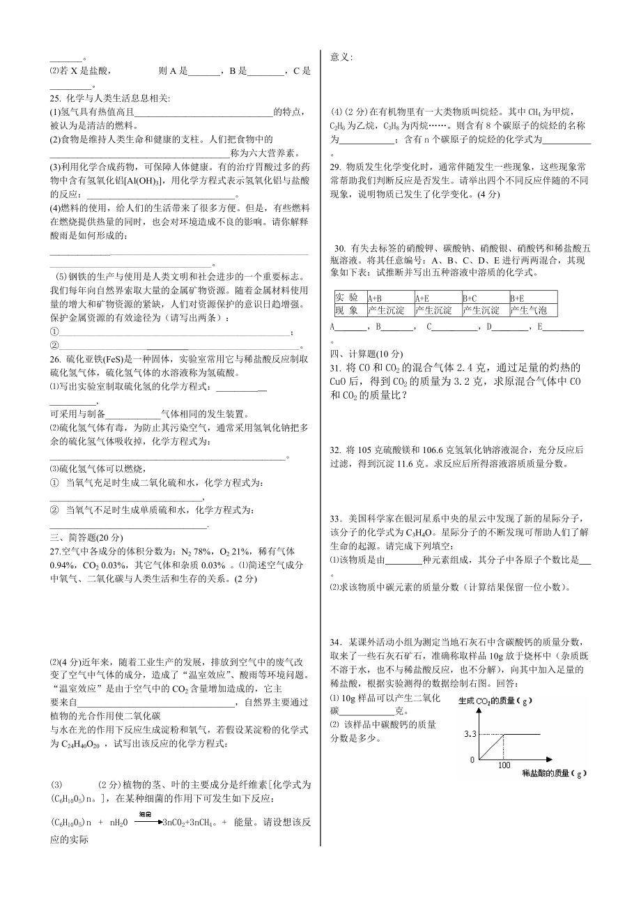 （推荐）最新初中化学中考模拟试卷.doc_第2页