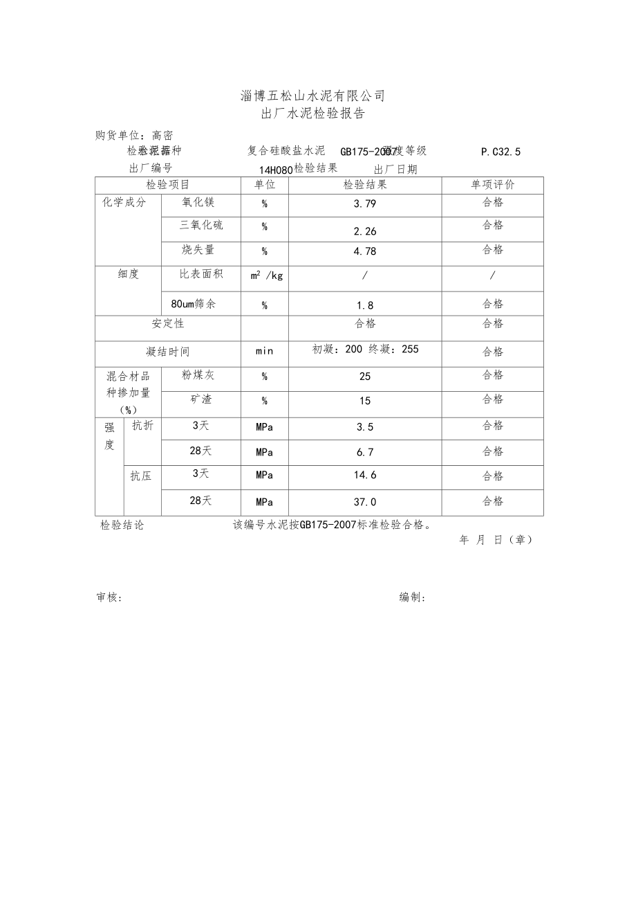 出厂水泥检验报告.doc_第1页