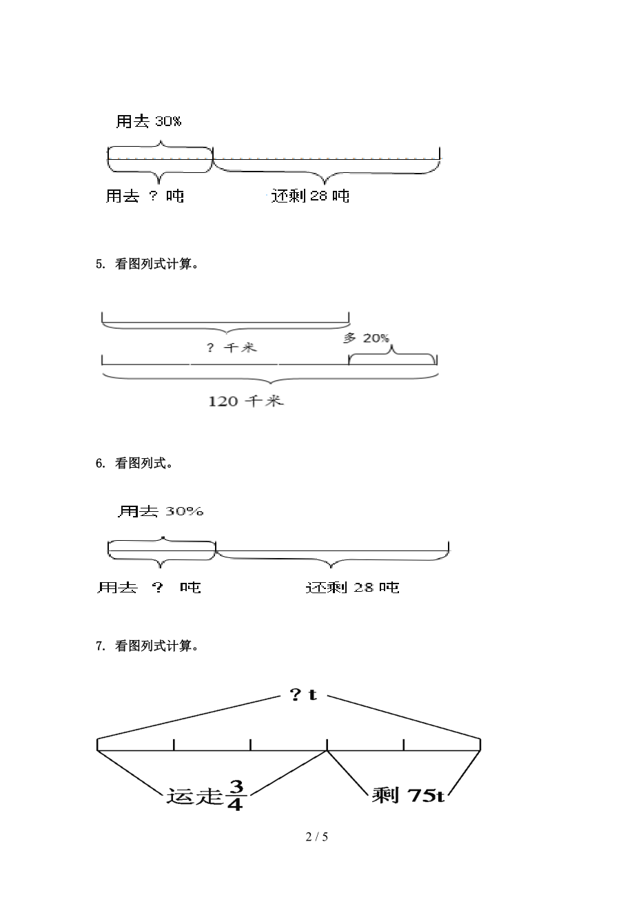 2021小学六年级数学上册专项看图列方程计算知识点天天练人教版.doc_第2页