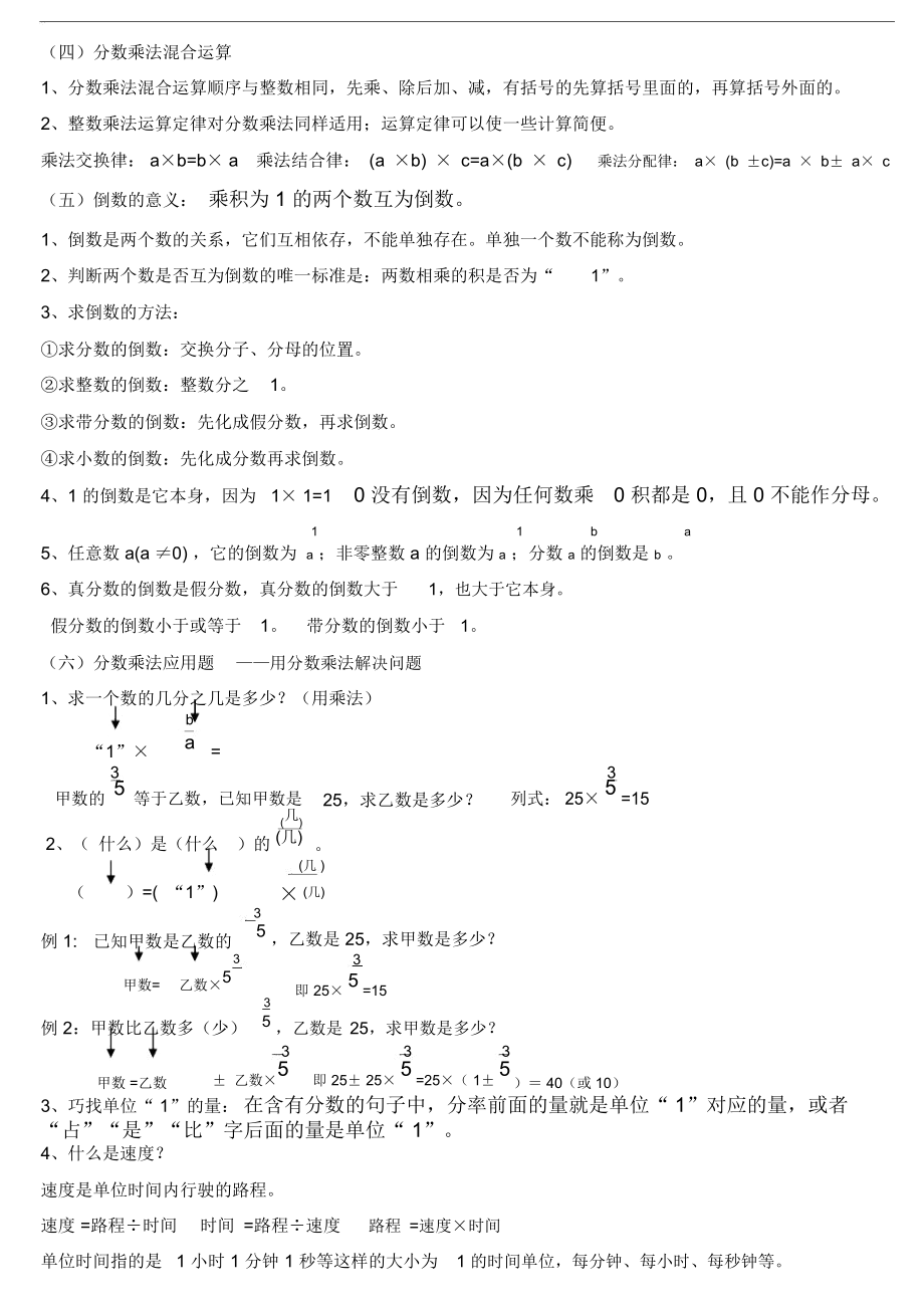 小学六年级上册数学期末复习资料.docx_第2页