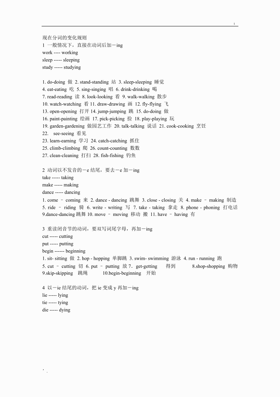 现在分词的变化规则 (2).docx_第1页