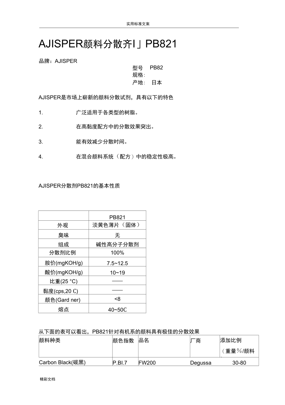 AJISPER颜料分散剂PB821.doc_第1页