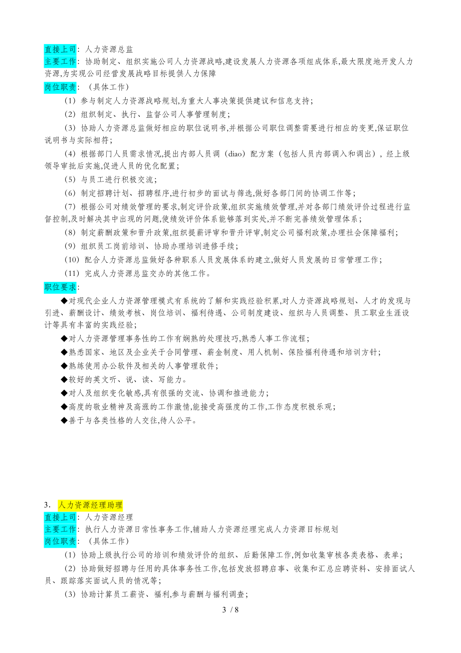 某企业人力资源管理部组织机构图与岗位职责(DOC 8页).doc_第3页