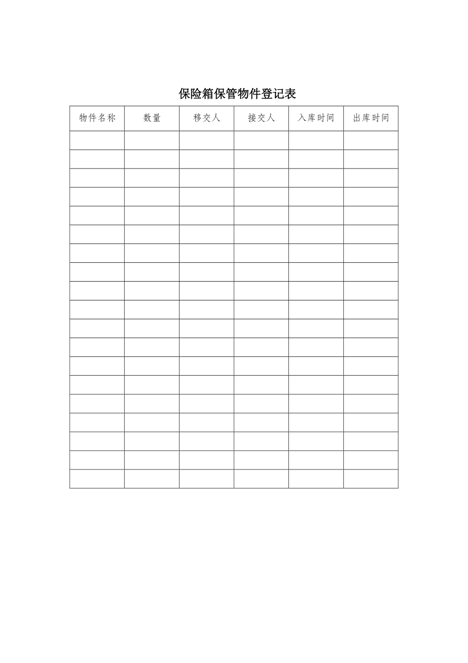 某企业保险箱保管物件登记表(doc 1页).doc_第1页