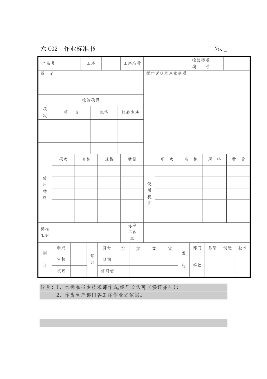 某公司作业标准书(doc 1页).doc_第1页