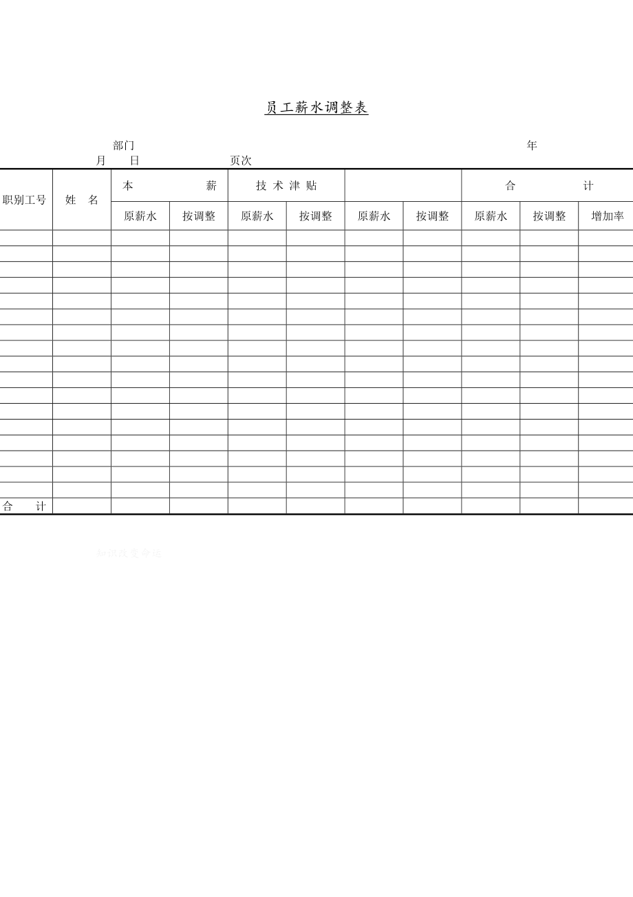 某公司员工工资调整记录表(doc 1页).doc_第1页