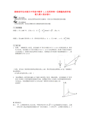 湖南省怀化市湖天中学高中数学 1.2应用举例-③测量角度学案 新人教A版必修.doc