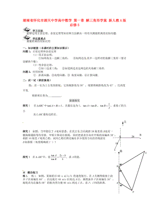 湖南省怀化市湖天中学高中数学 第一章 解三角形学案 新人教A版必修.doc