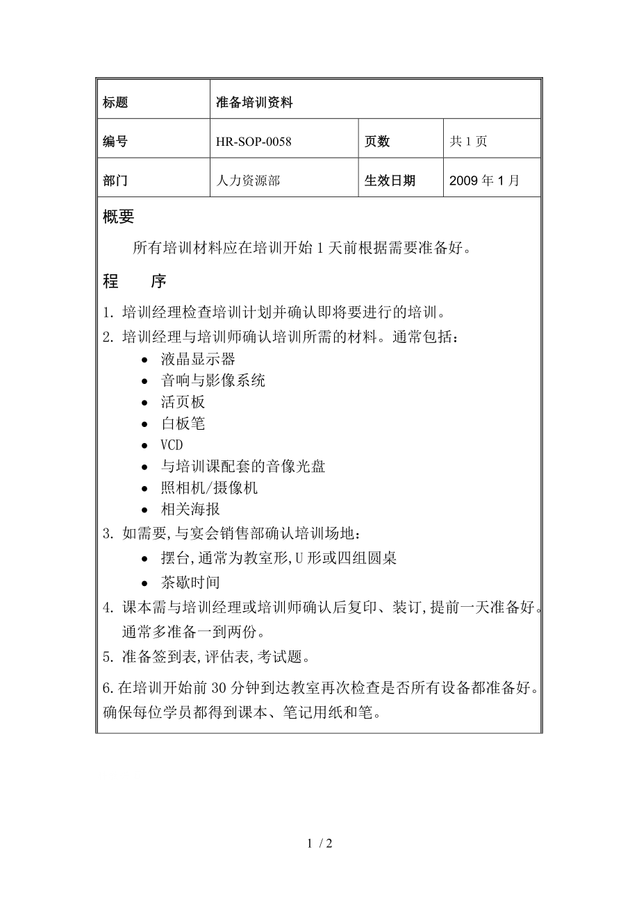 培训资料准备管理程序(doc 1页).doc_第1页