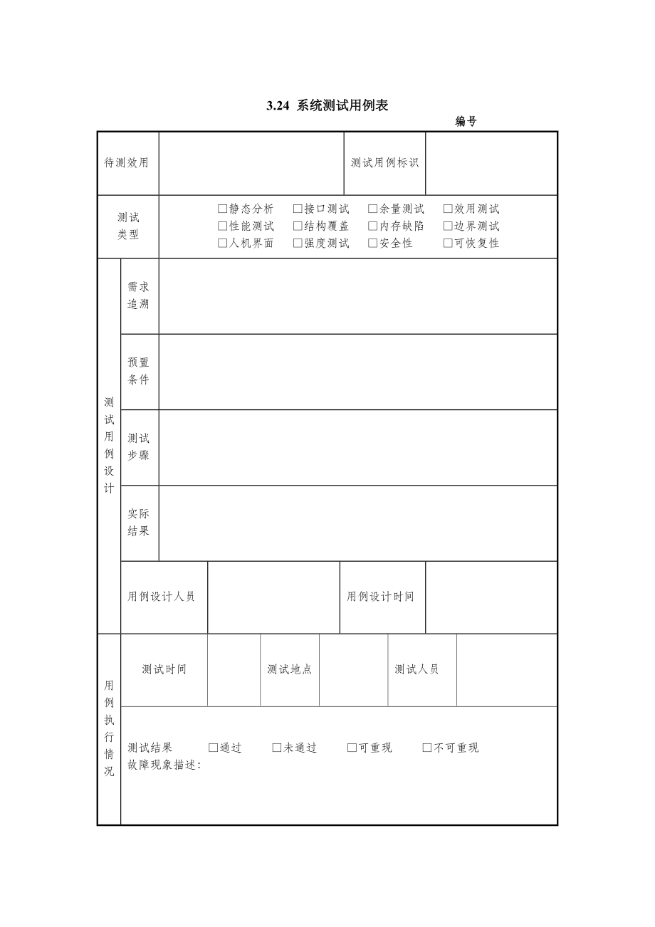 某项目系统测试用例表(doc 2页).doc_第1页