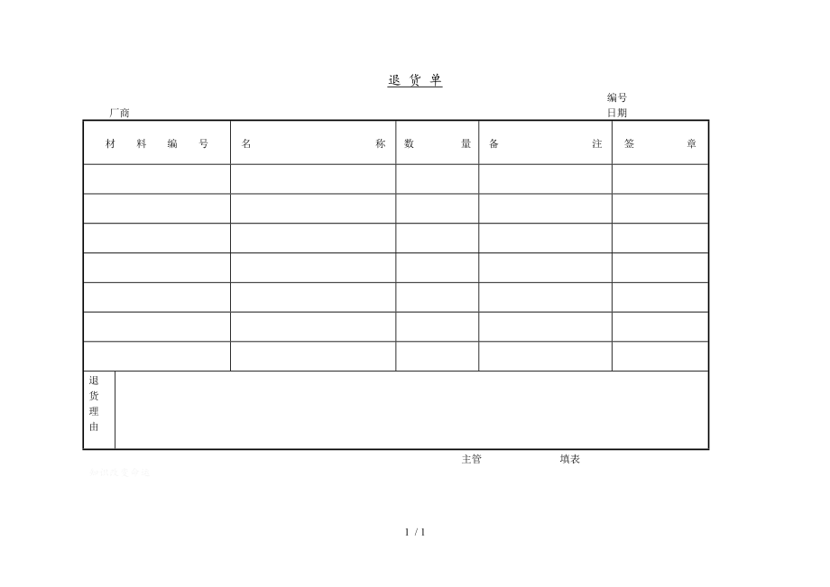 某市场退货单(doc 1页).doc_第1页