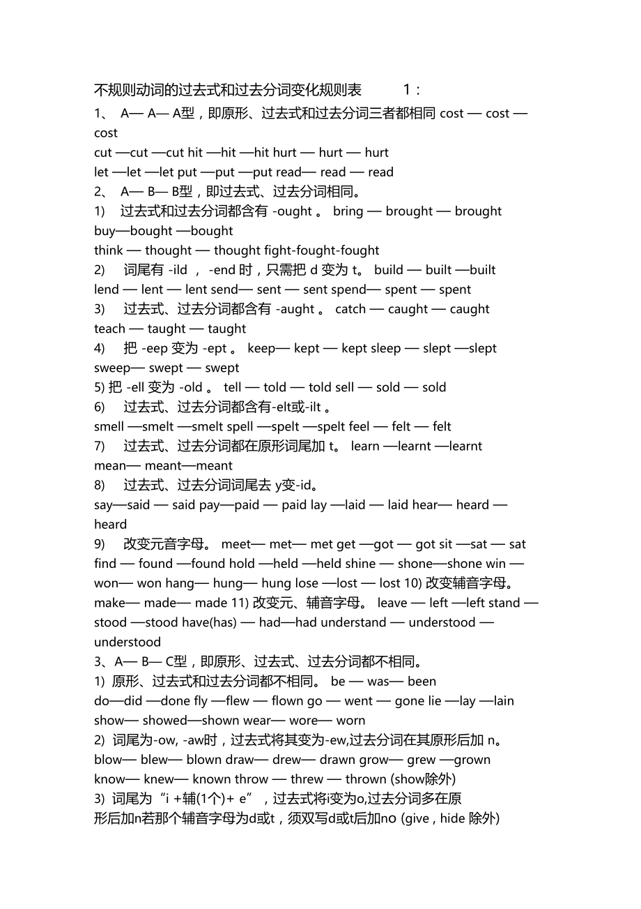 不规则动词的过去式和过去分词变化规则表.docx_第1页