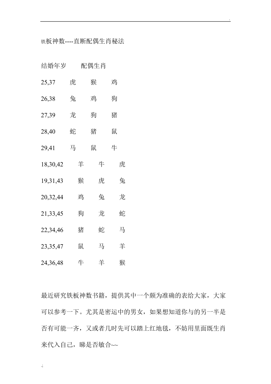 铁板神数----直断配偶生肖秘法.docx_第1页