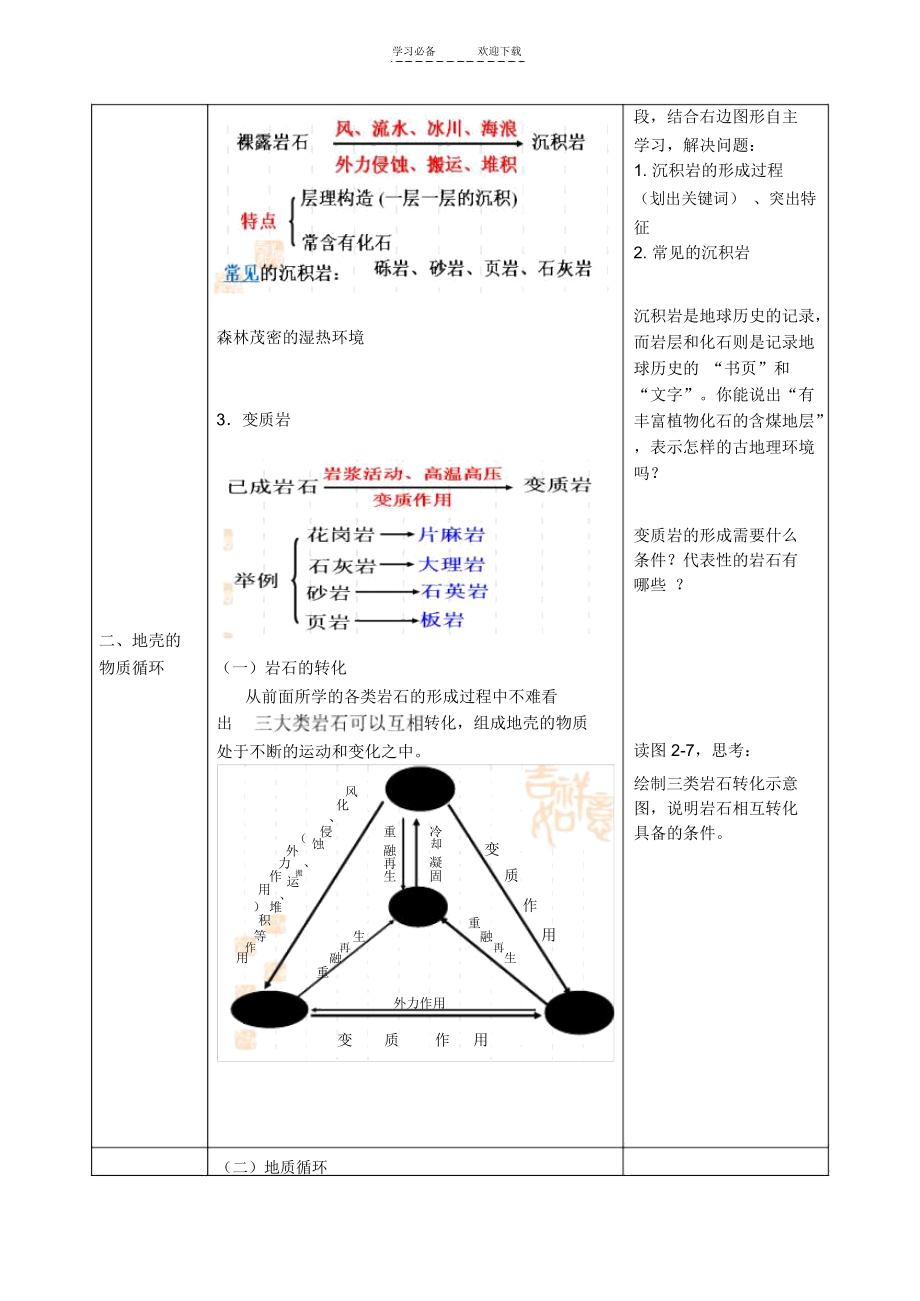 第一节地壳的物质组成和物质循环教案.docx_第3页