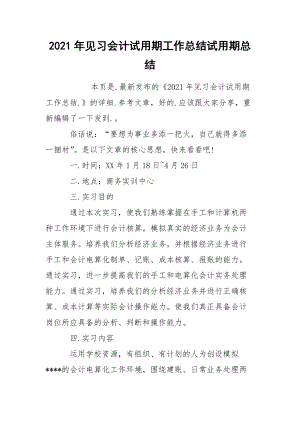 2021年见习会计试用期工作总结试用期.docx