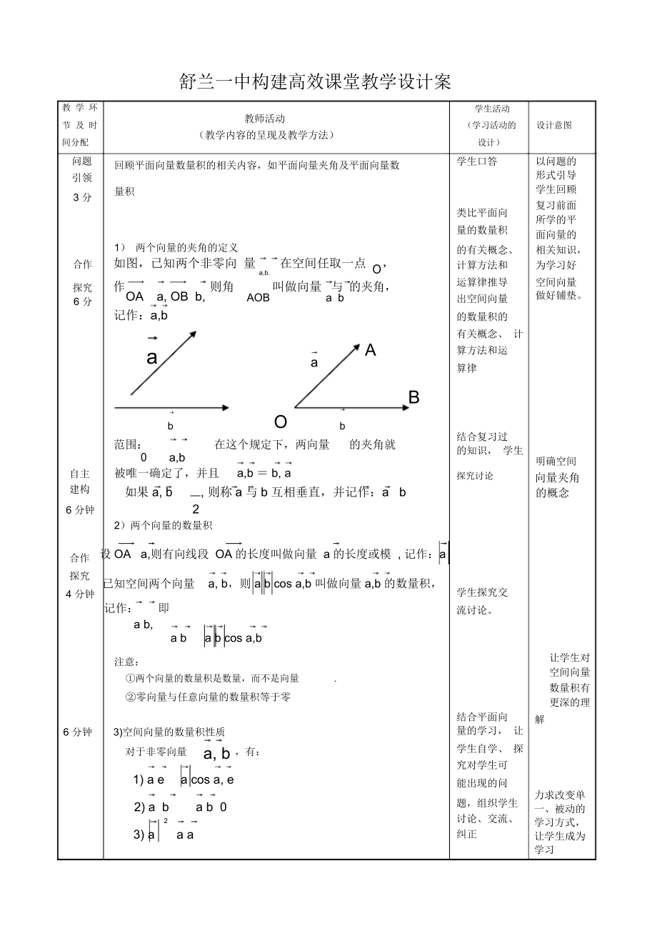 空间向量的数量积运算教学设计.docx_第2页