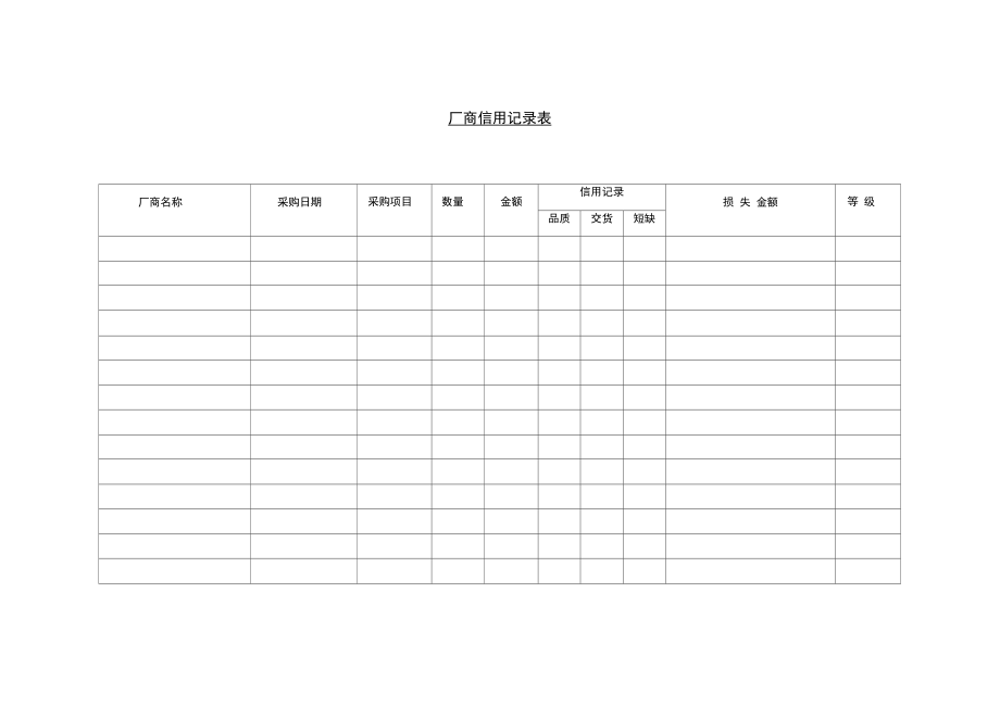 企业厂商信用记录表(doc2页).doc_第1页