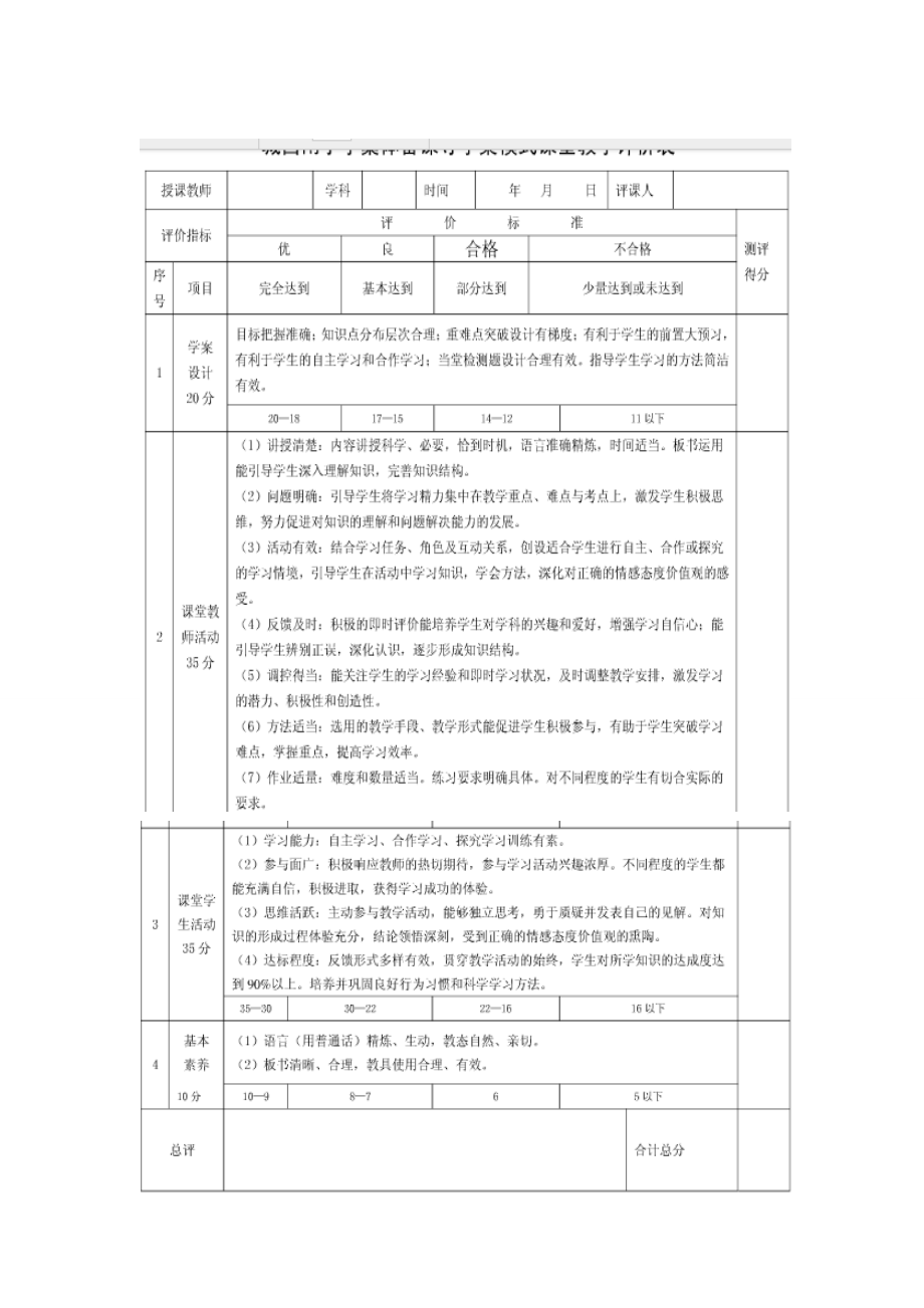 导学化课堂评价表.doc_第1页