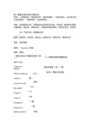 新概念第一册重点语法知识点汇总.doc