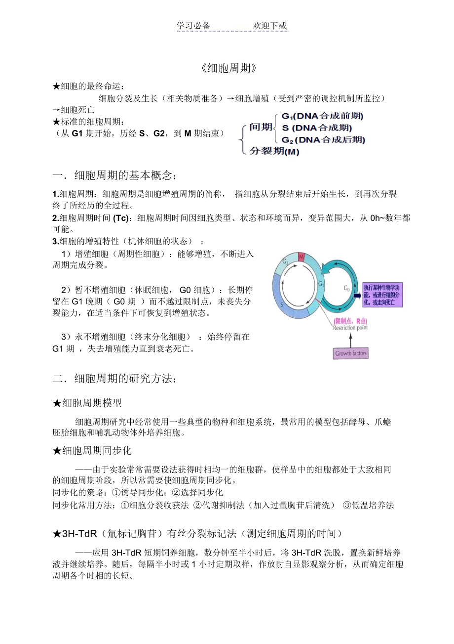 《细胞周期》——细胞生物学知识点总结.docx_第1页