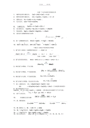 高一化学苏教版(专题一到专题三)化学方程式完全总结.docx