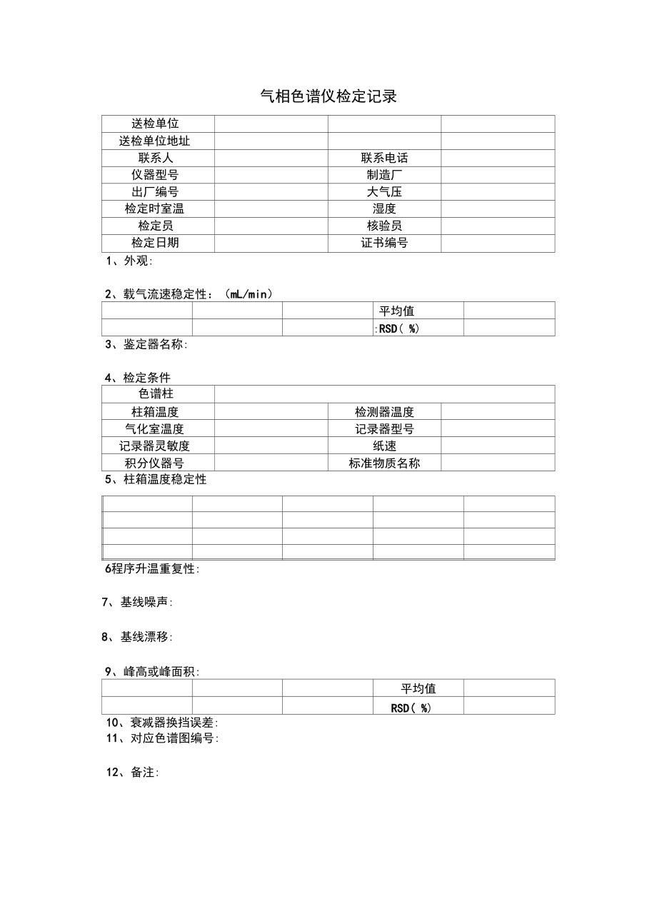 气相色谱仪检定校准记录说课材料.doc_第2页