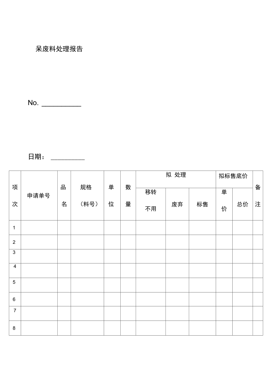 公司呆废料处理申请表.doc_第1页