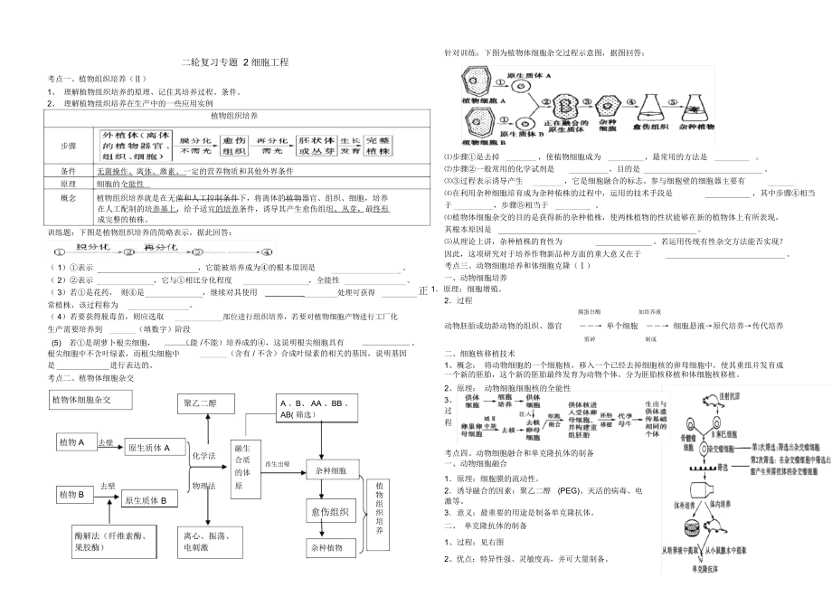 选修3专题细胞工程高考复习学案高三老师自己精心整理.docx_第1页