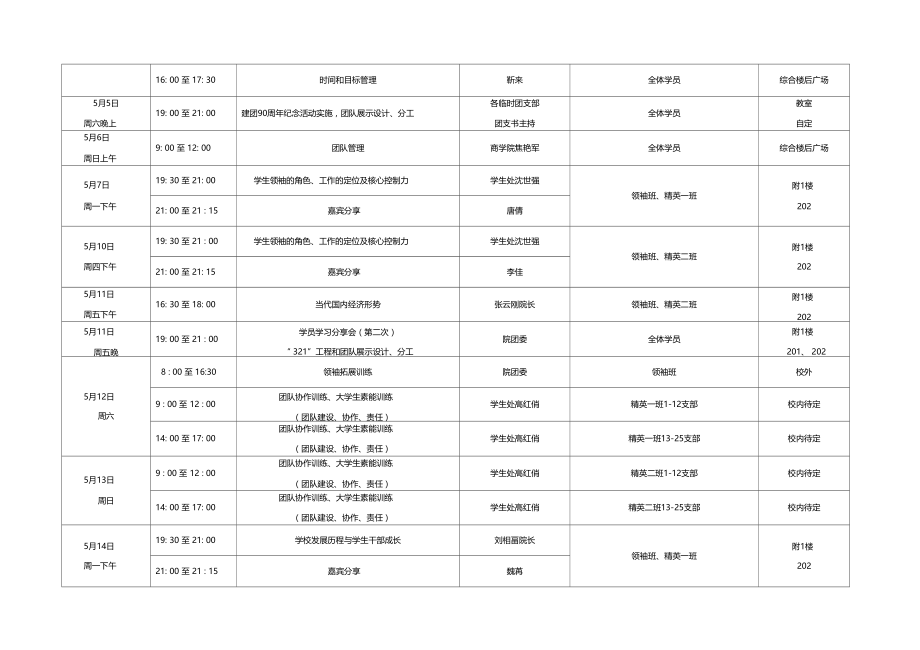 第五期学生干部培训班日程安排.docx_第3页