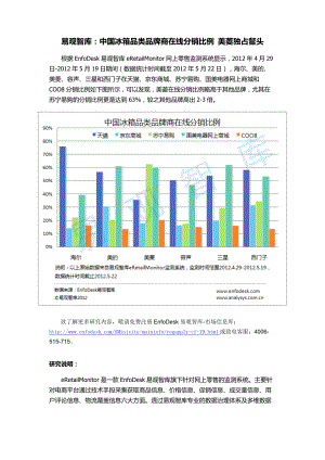 易观智库中国冰箱品类品牌商在线分销比例美菱独占鳌头.doc