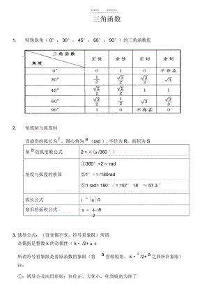 三角函数与反三角函数图像性质、知识点总结.docx