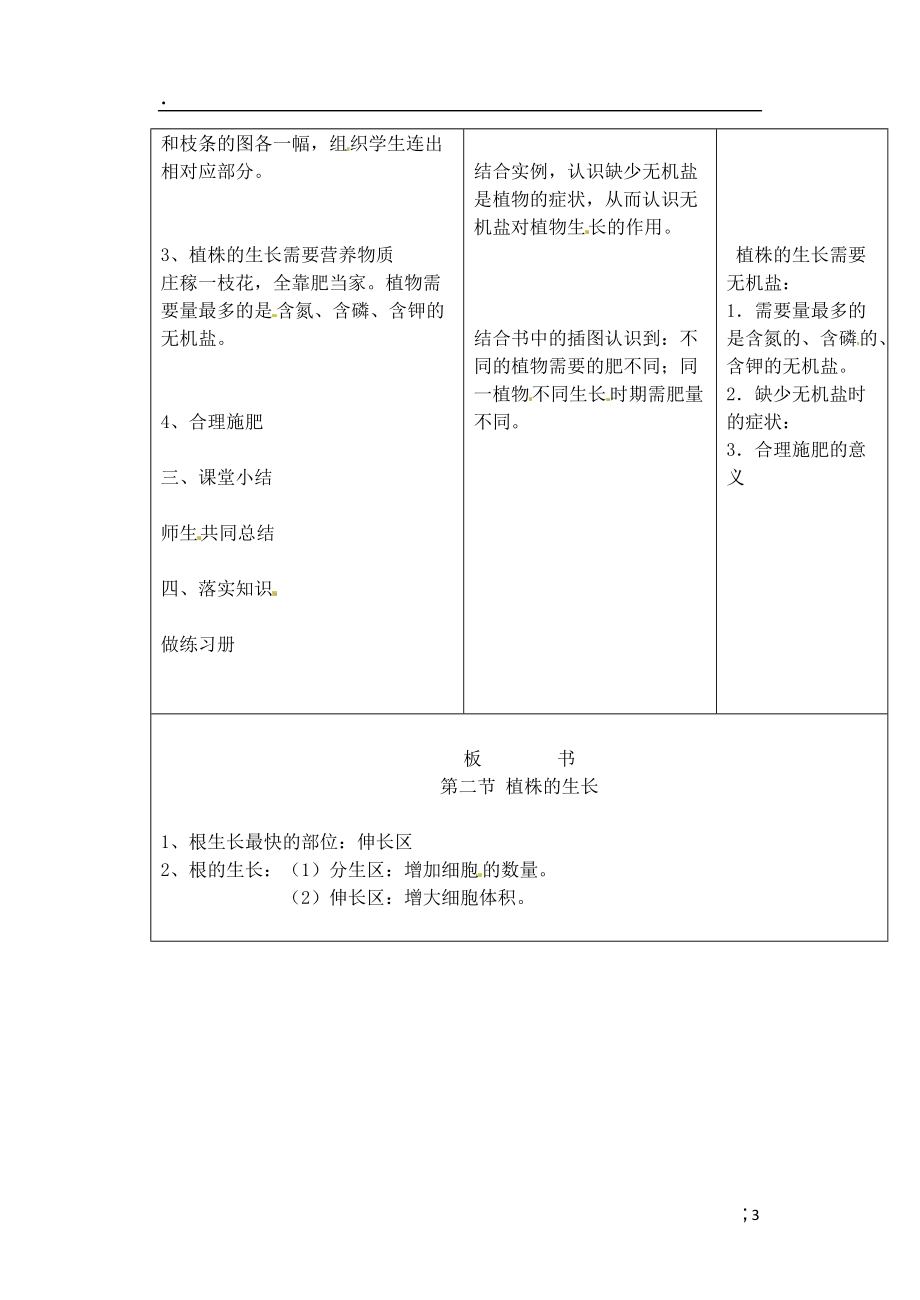 吉林省四平市第十七中学七年级生物上册 植株的生长教案2 新人教版.docx_第3页