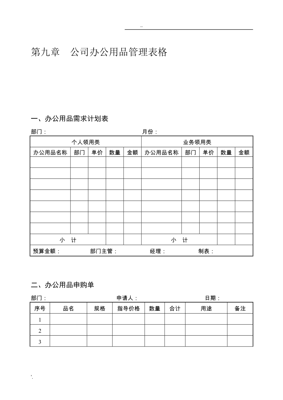 公司办公用品管理表格.docx_第1页