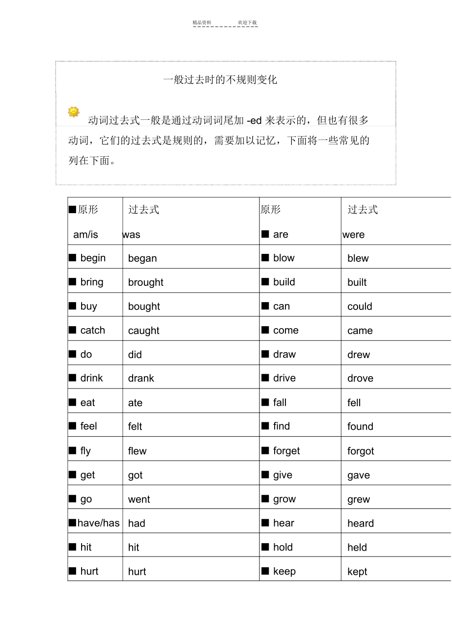 一般过去时的不规则变化.docx_第1页