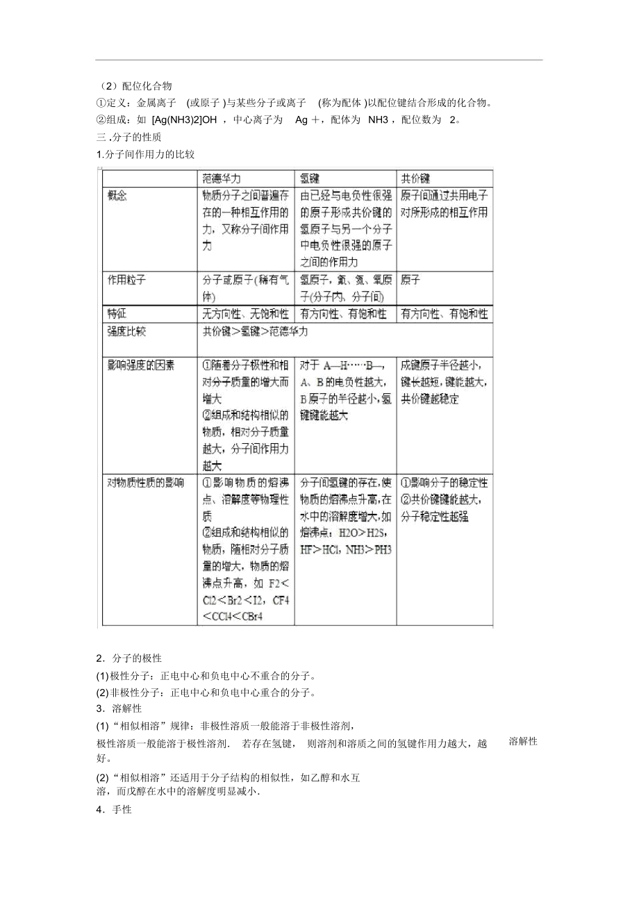 高中化学选修3知识点总结：第二章分子结构与性质.docx_第3页