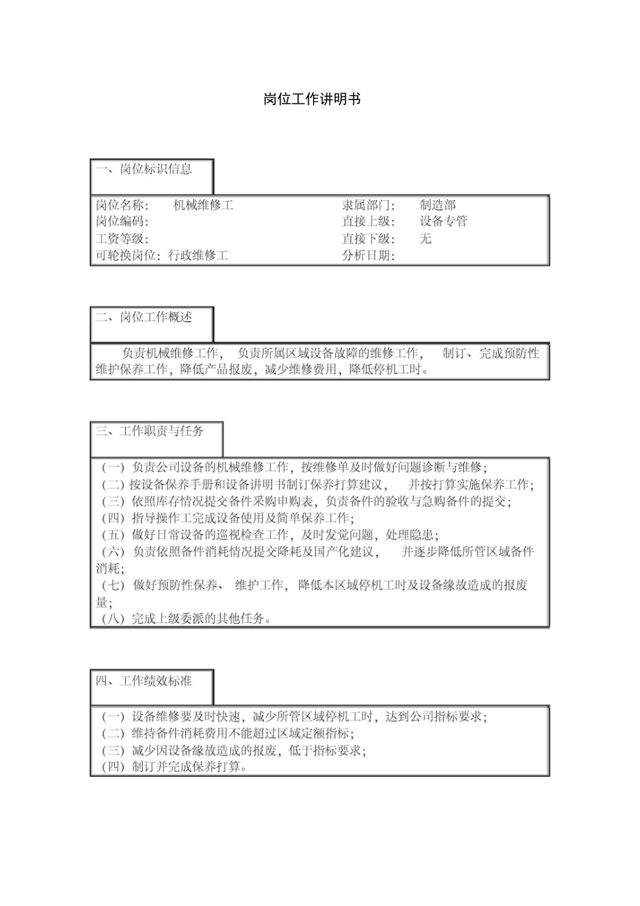 公司销售部门岗位说明书汇编4.doc_第1页