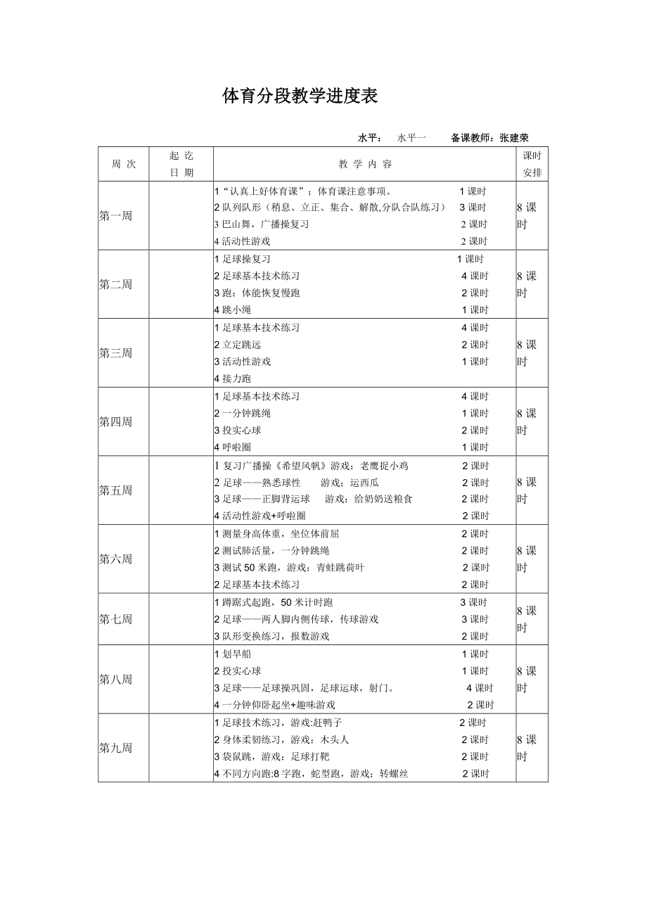 1-2年级体育教学进度表.doc_第1页