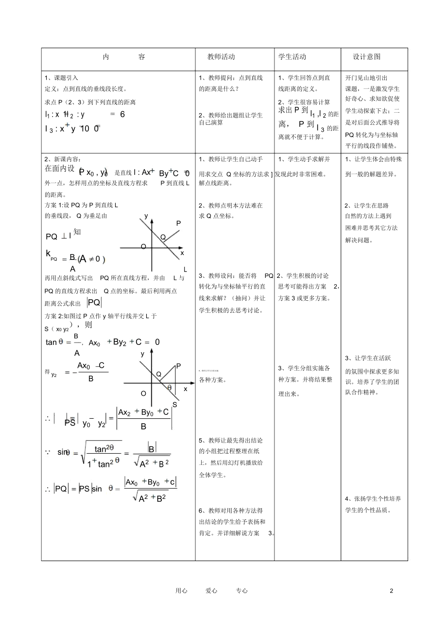 高中数学《直线与圆的位置关系-点到直线的距离》说课稿新人教A版必修.docx_第2页