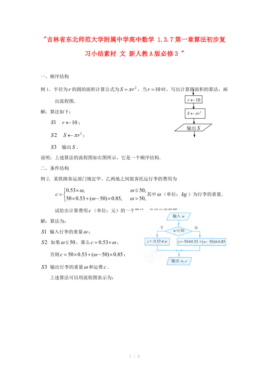 吉林省东北师范大学附属中学高中数学 1.3.7第一章算法初步复习小结素材 文 新人教A版必修3 .doc_第1页