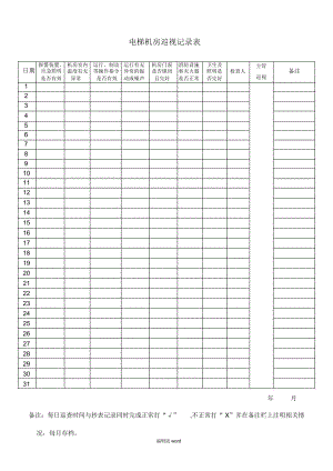 电梯机房巡视记录表.doc