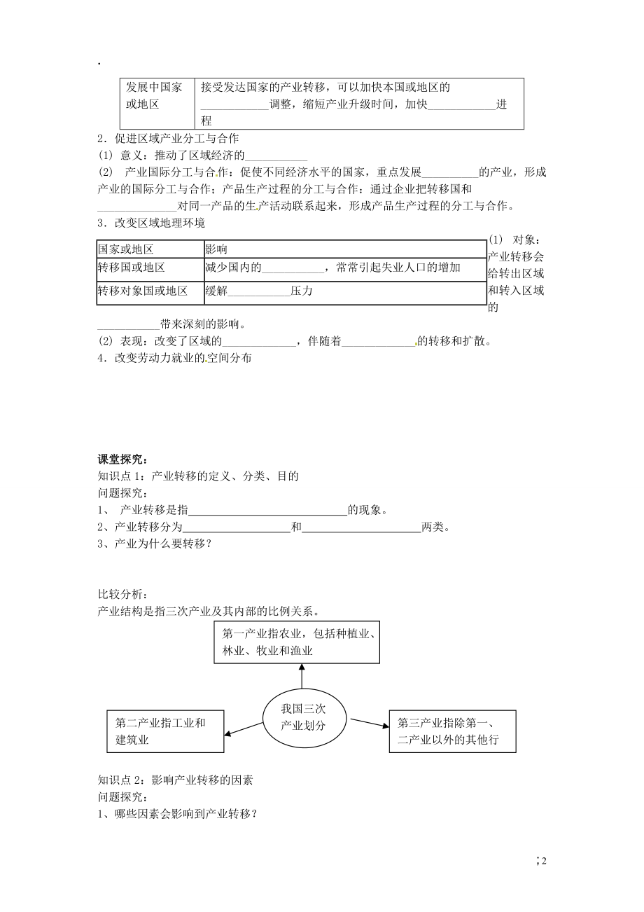 川省岳池县第一中学2014高中地理 第五章 区际联系与区域协调发展 第二节 产业转移 以东亚为例导学案 新人教版必修.docx_第2页