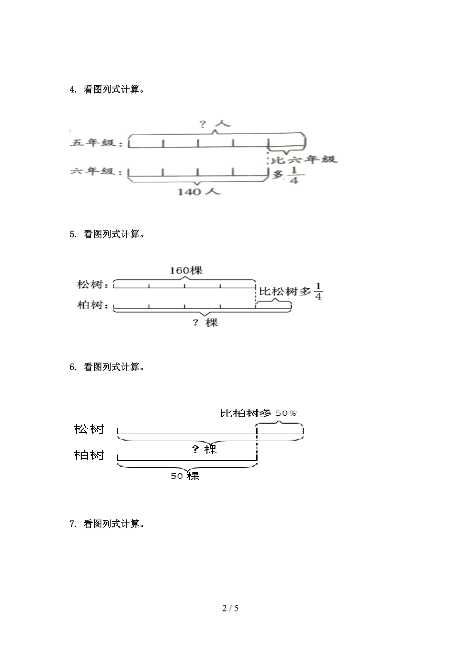 人教版2021年六年级数学上学期看图列方程计算专项强化.doc_第2页