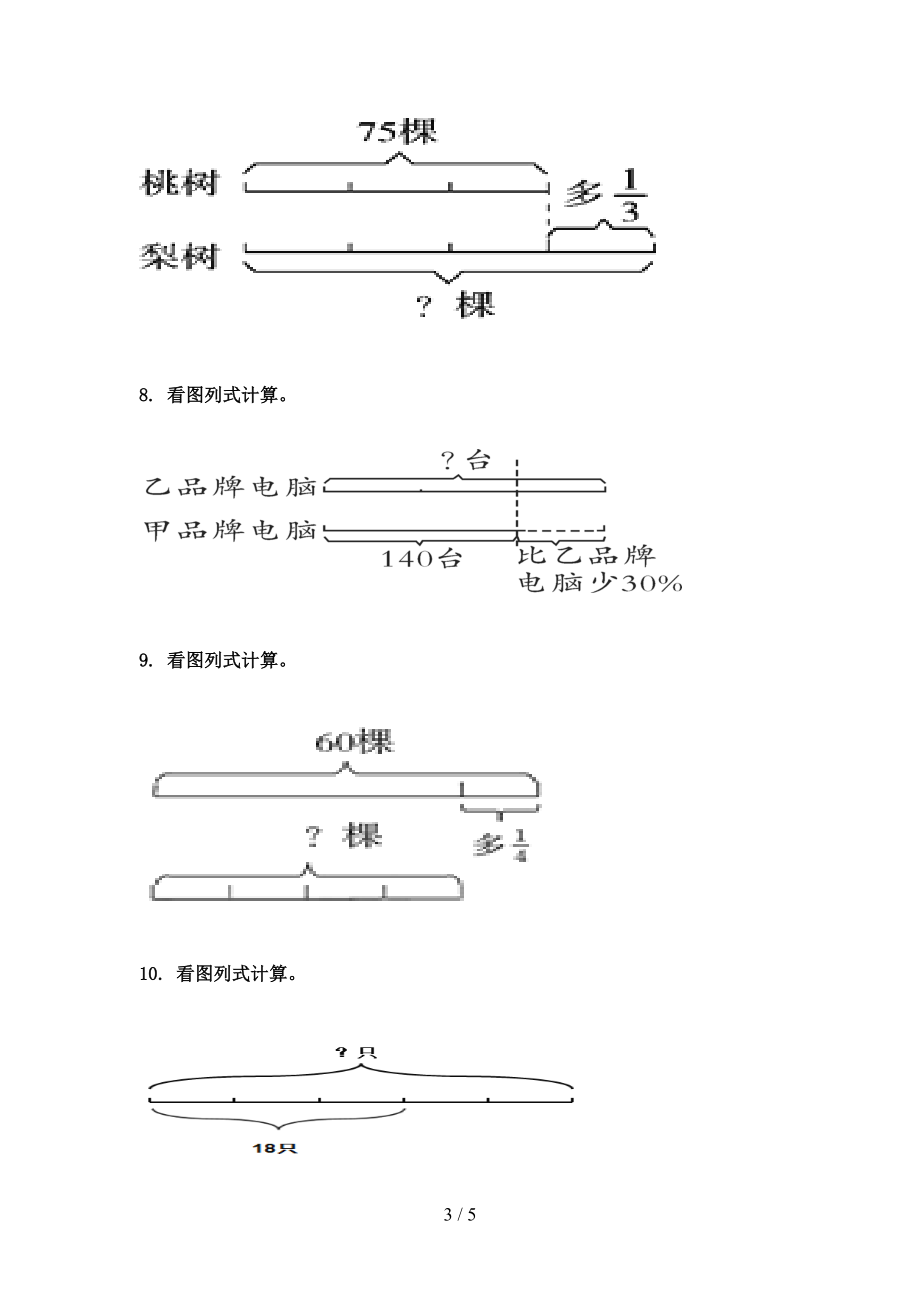 人教版2021年六年级数学上学期看图列方程计算专项完整.doc_第3页