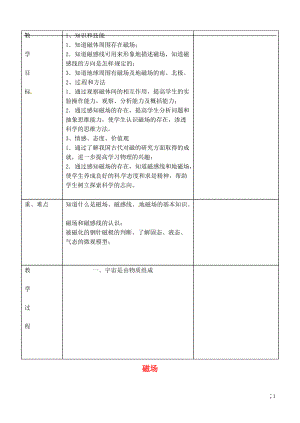 甘肃省永靖县刘家峡中学九年级物理全册 磁场教案 （新版）新人教版.docx