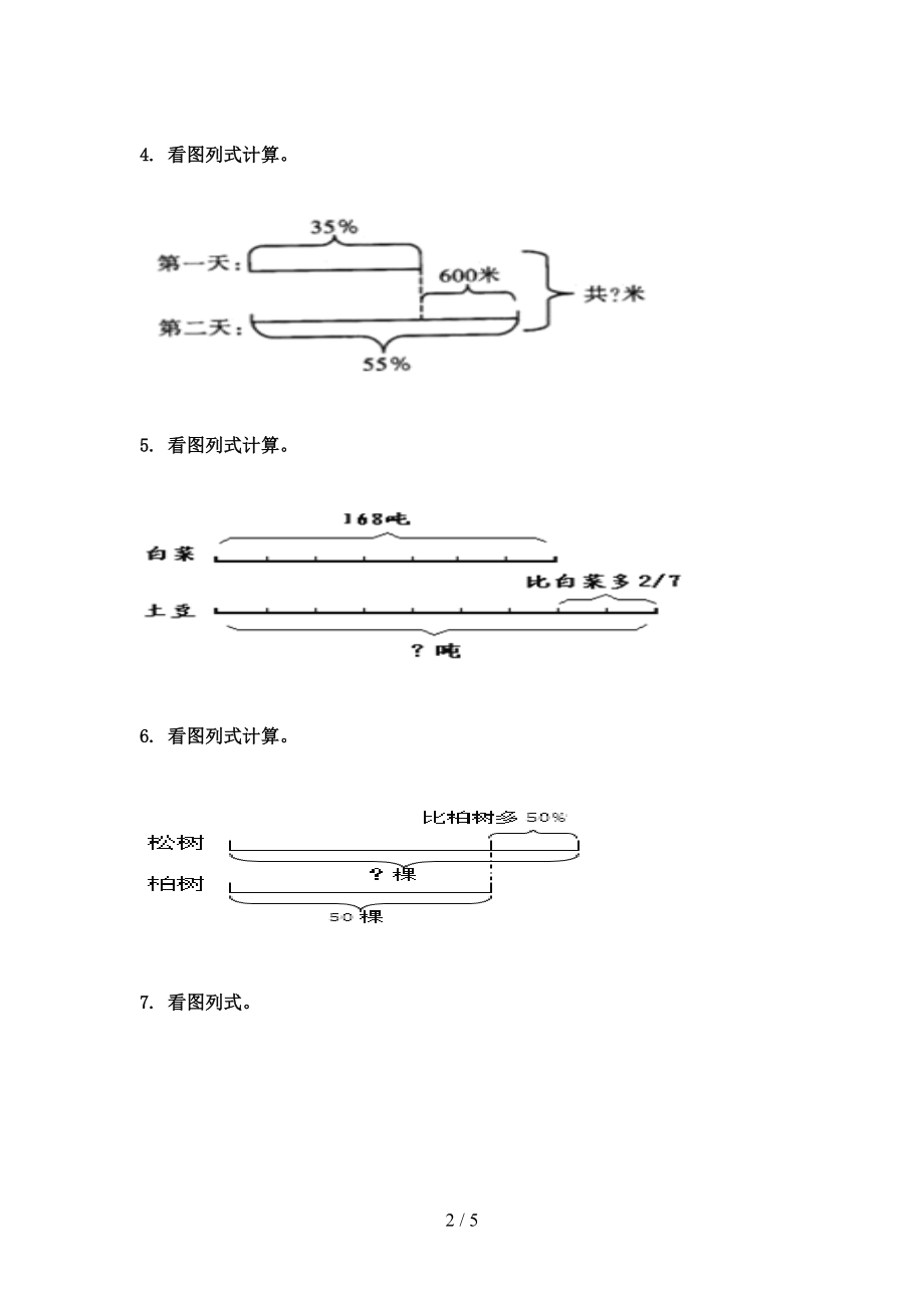 人教版六年级数学上册专项看图列方程计算周末巩固训练完美版.doc_第2页