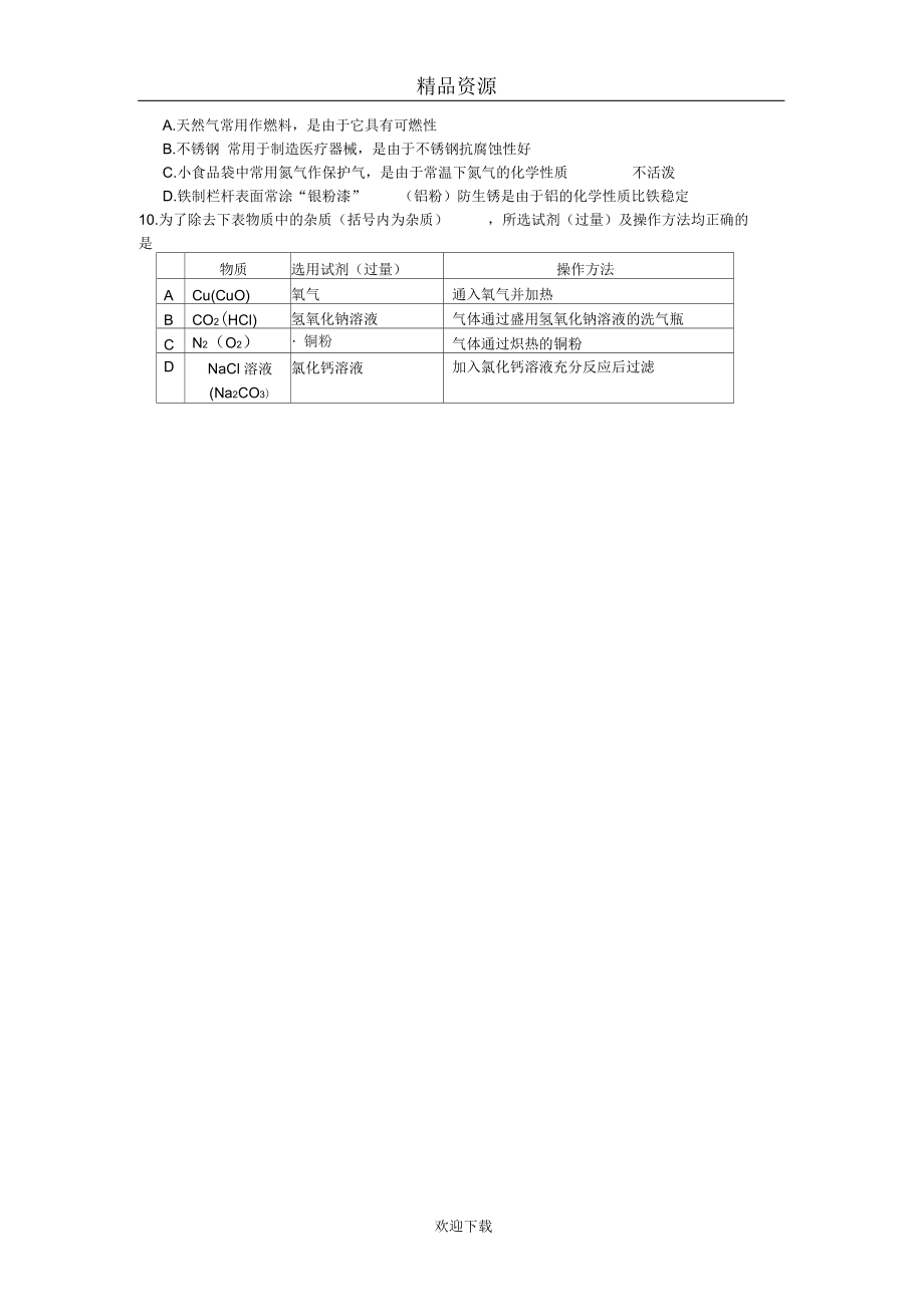 江苏省淮安市九年级中考模拟化学试题.docx_第2页