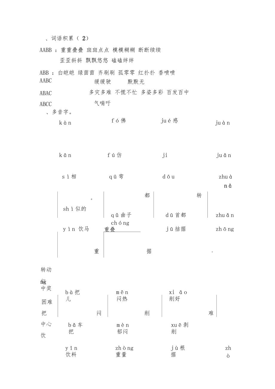 人教部编版四年级语文下册专项练习：总复习资料(必备新编).docx_第2页